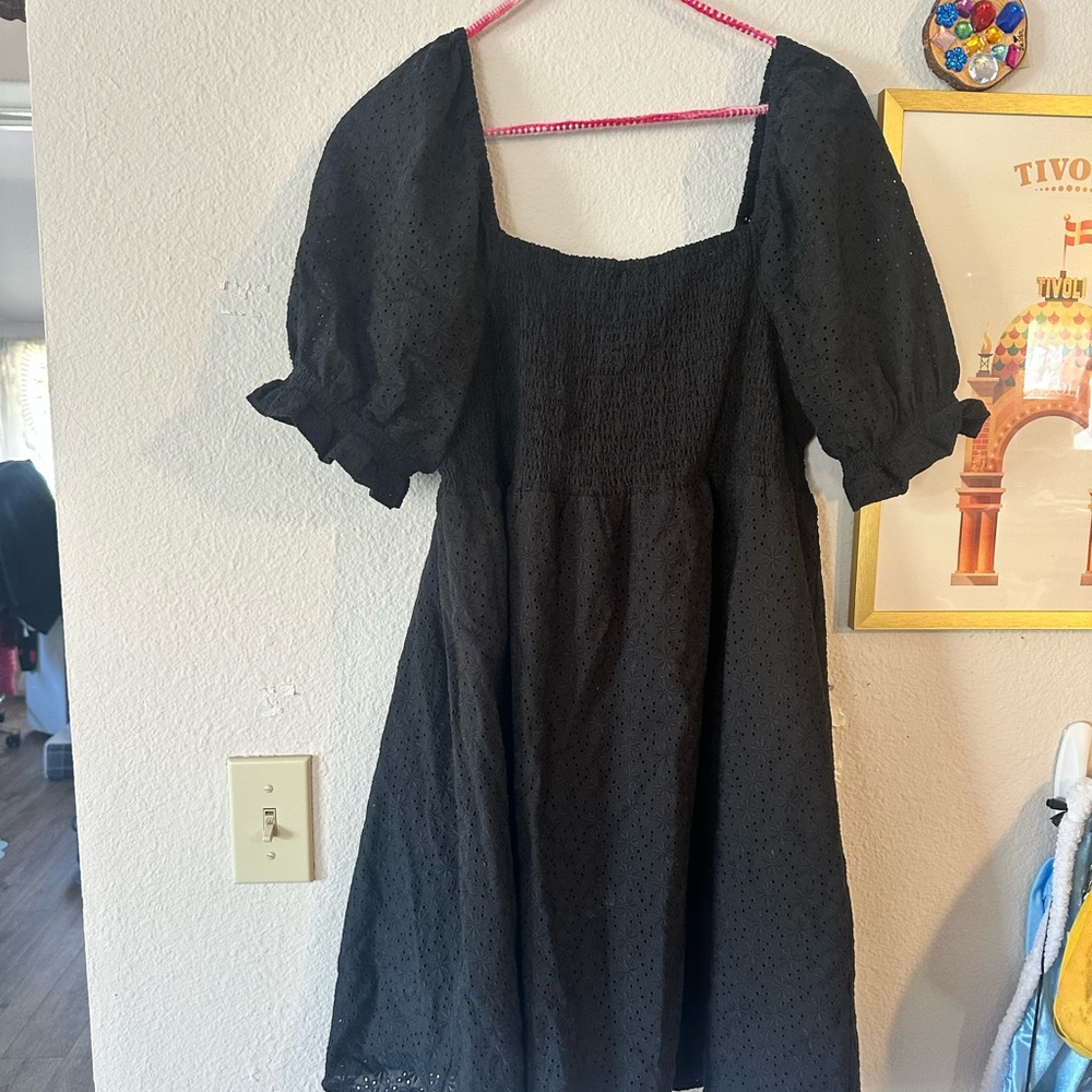 Princess Highway Smocked Eyelet Dress Black 16 AU - US L